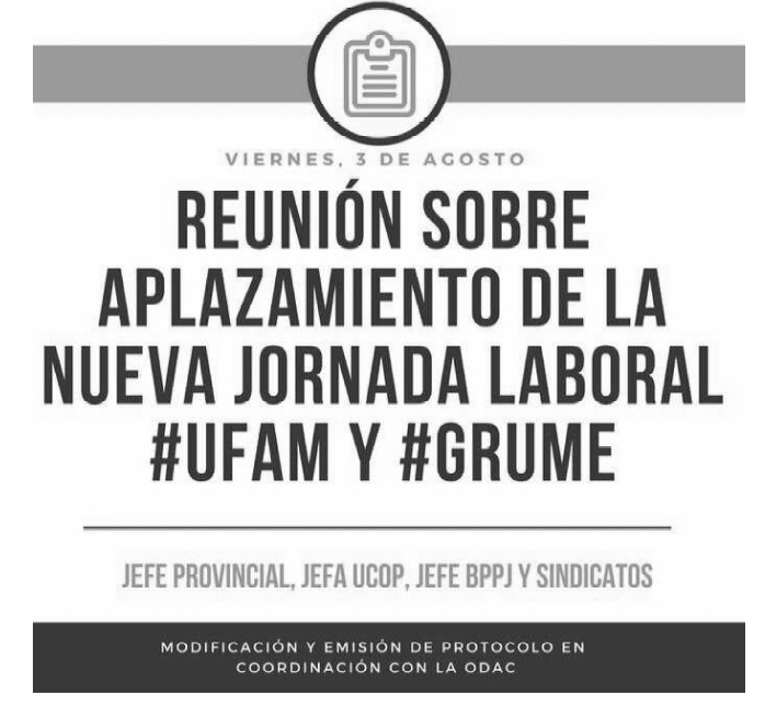 Aplazan reunión Jornada Laboral UFAM y GRUME